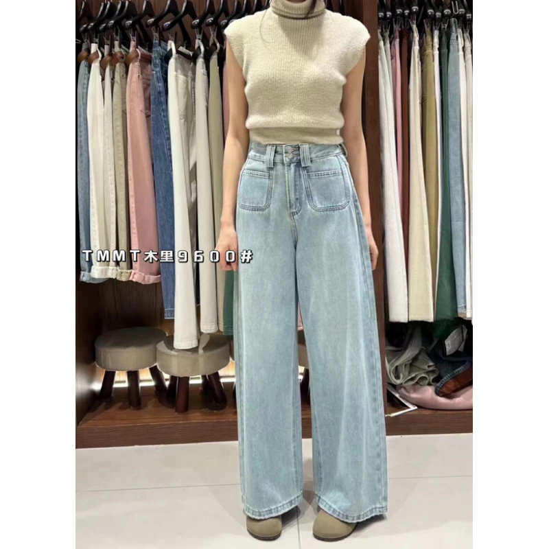 1240-春夏季新款直筒显瘦遮胯宽松阔腿裤欧货高腰拖地裤长裤