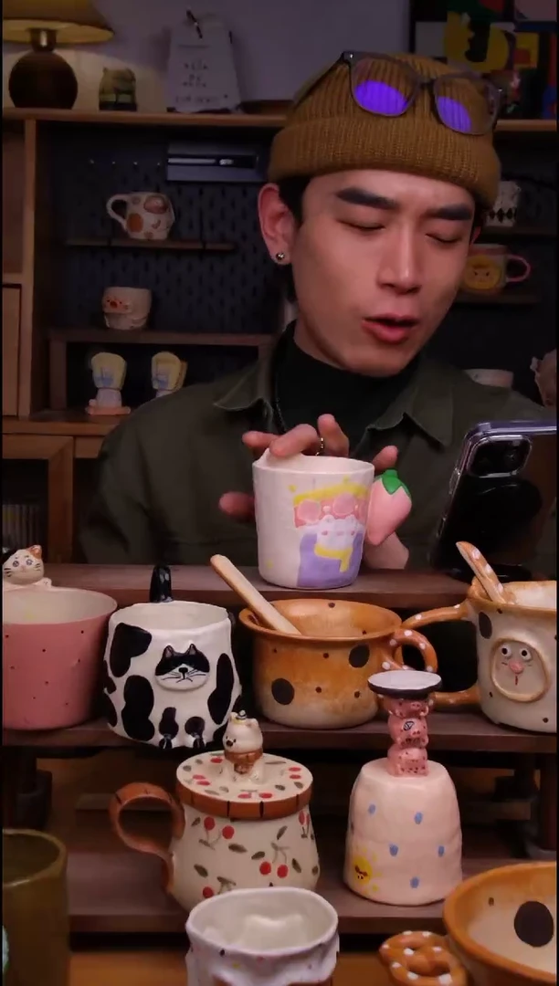 杯子陶景德镇可爱设计师款陶瓷