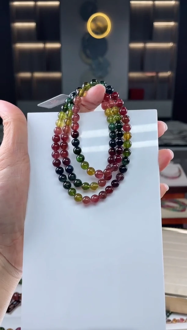 未镶嵌三圈手串碧玺（多样性发一条）Q