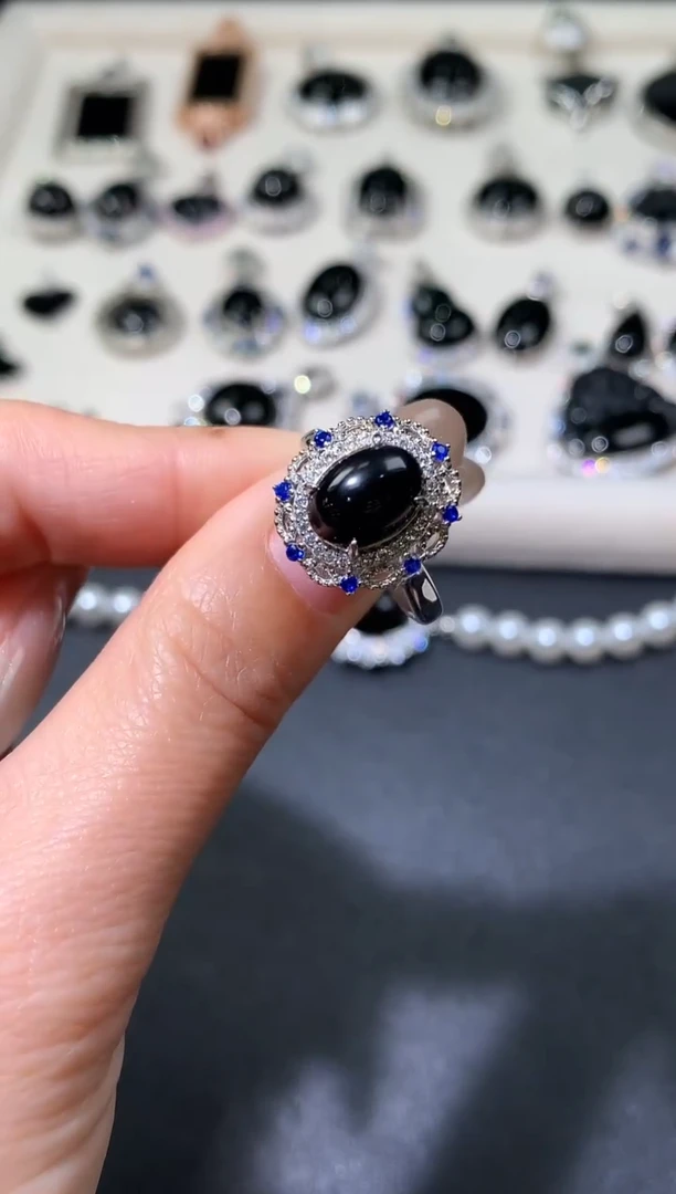 银S925镶嵌戒指翡翠翡翠