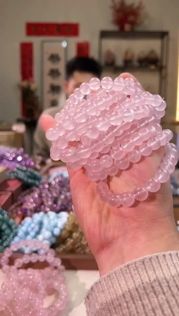 【闪购商品】芙蓉石手串未镶嵌9+mm粉水手串（多样性发其一）