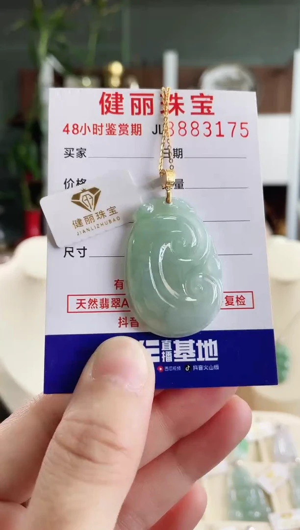 【闪购商品】翡翠颈饰18K金镶嵌天然缅甸翡翠 如意(一物一证)