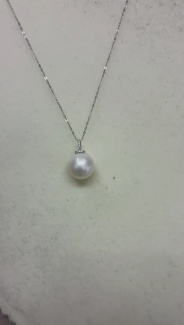 18K金镶嵌DA海水珍珠澳白吊坠12-13 y445