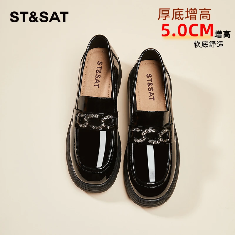 星期六法式粗跟黑色乐福鞋女款超火秋季新款英伦风小皮鞋通勤单鞋