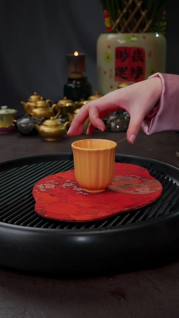 【闪购商品】杯【宜景窑鹅黄】筋纹杯