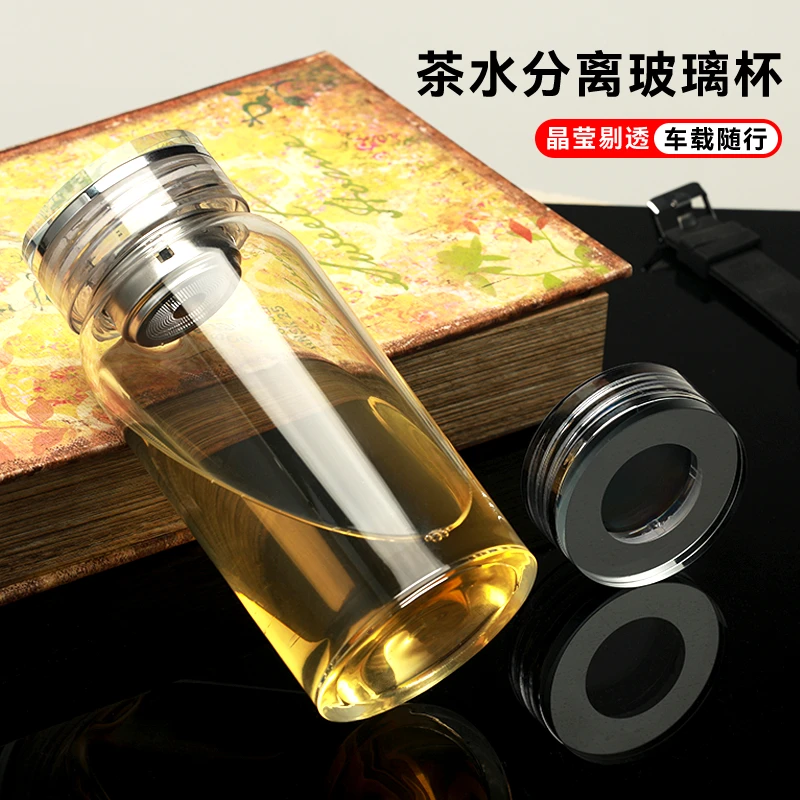 闽蓝蓝玻璃杯带盖便携简约时尚透明单层高硼硅玻璃大容量大肚杯