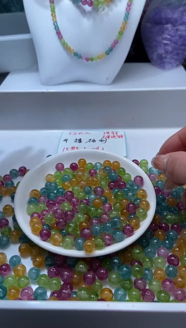 颈饰未镶嵌水晶W2502彩虹碧玺8MM*15颗