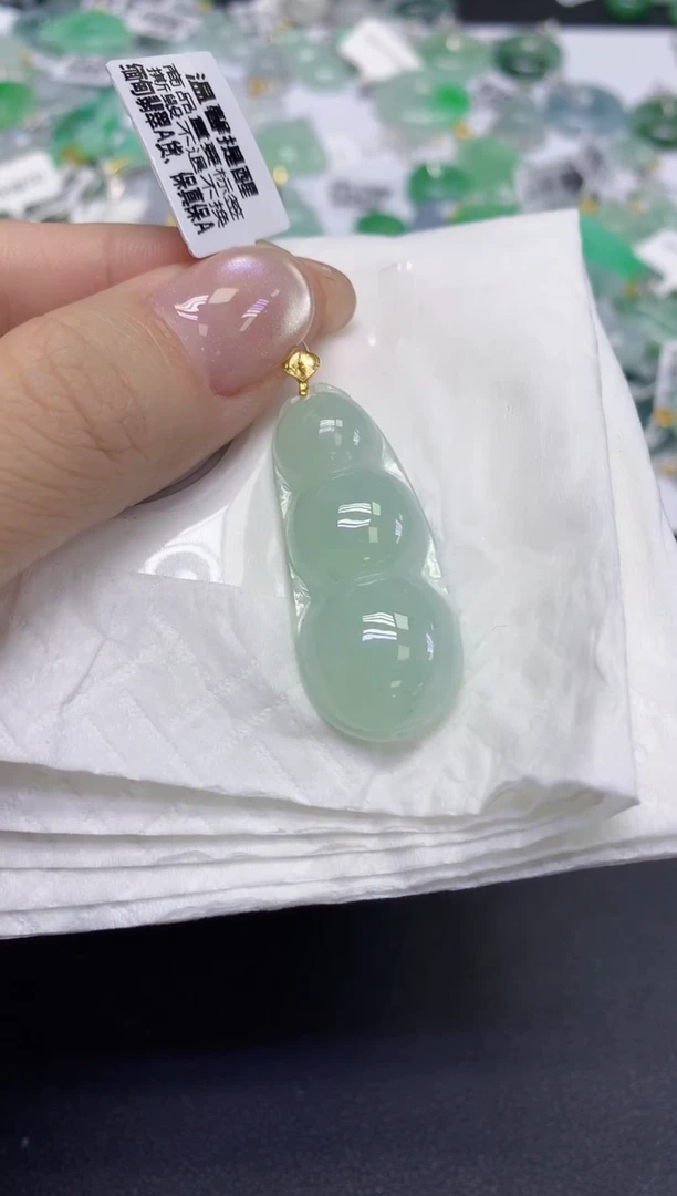 颈饰18K金镶嵌翡翠天然缅甸翡翠A货百元以上9元证书费自理