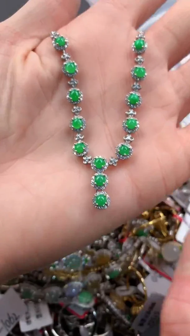 银S925镶嵌戒指翡翠5       6