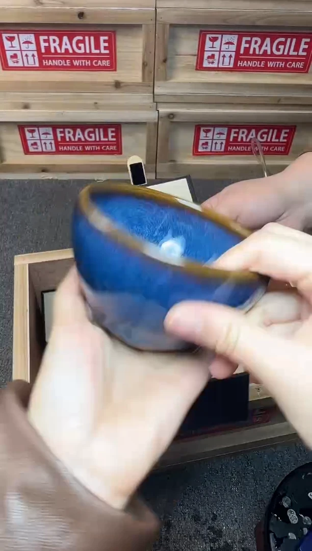 茶盏回蓝 钵 建窑建盏主人杯