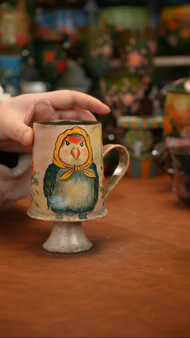 紫砂油画釉下彩手绘