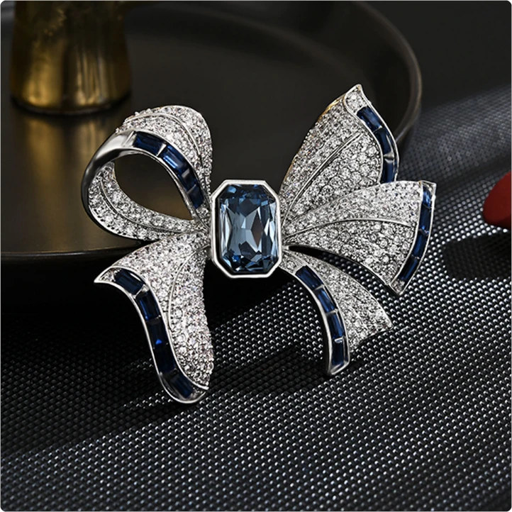 1999法★【蝴蝶结】高定设计师蓝色蝴蝶结胸针