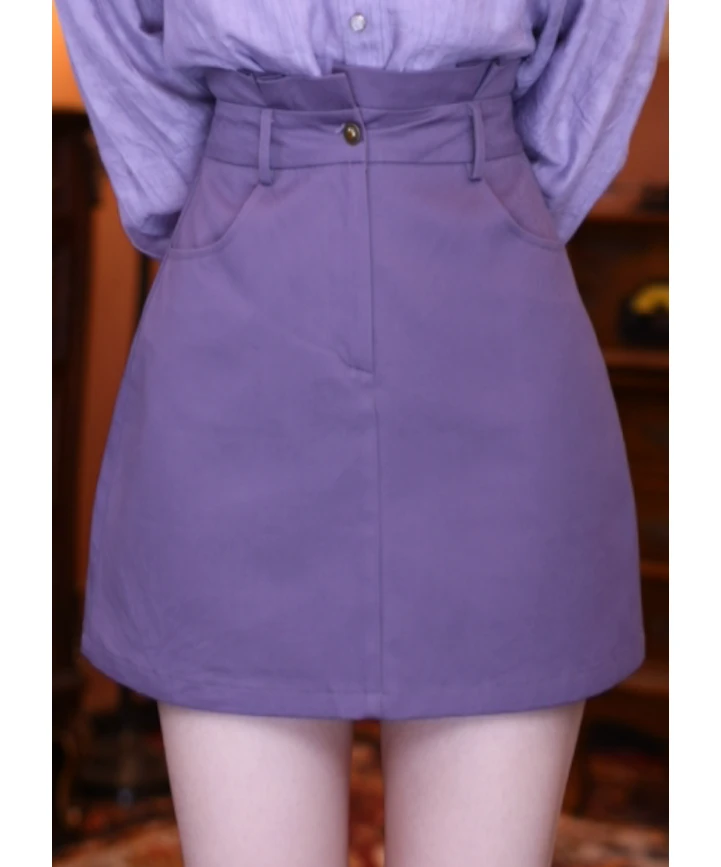 乐乐【松风茶韵】复古百搭显瘦半身裙高腰女装短裙01605