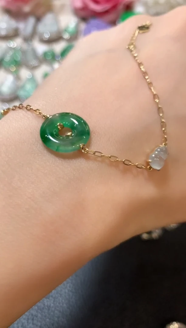 18K金镶嵌手链翡翠z30 多样性一件发货