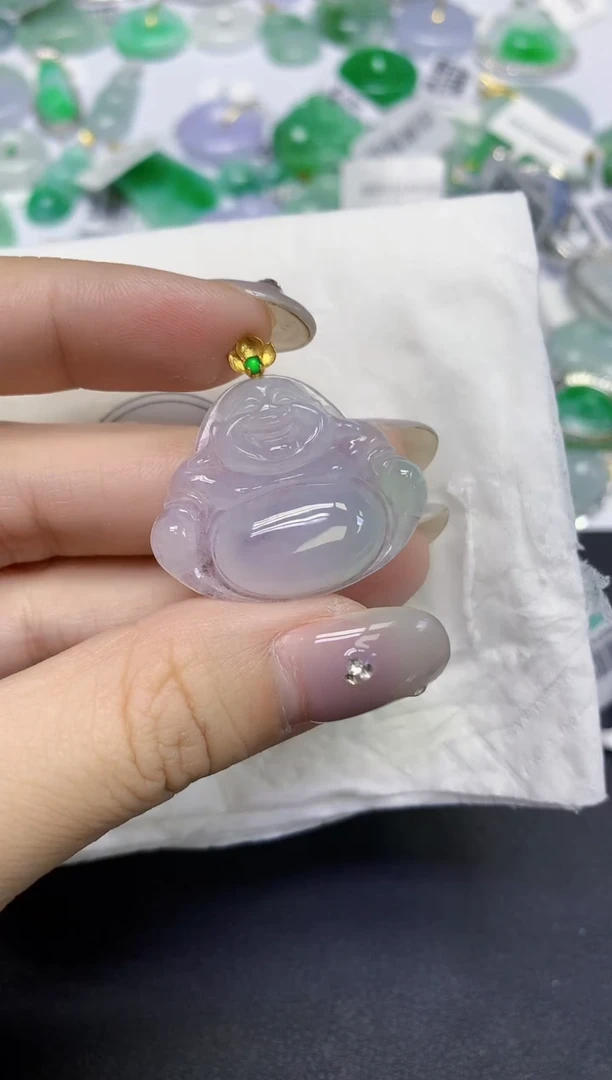 颈饰18K金镶嵌翡翠天然缅甸翡翠A货百元以上9元证书费自理