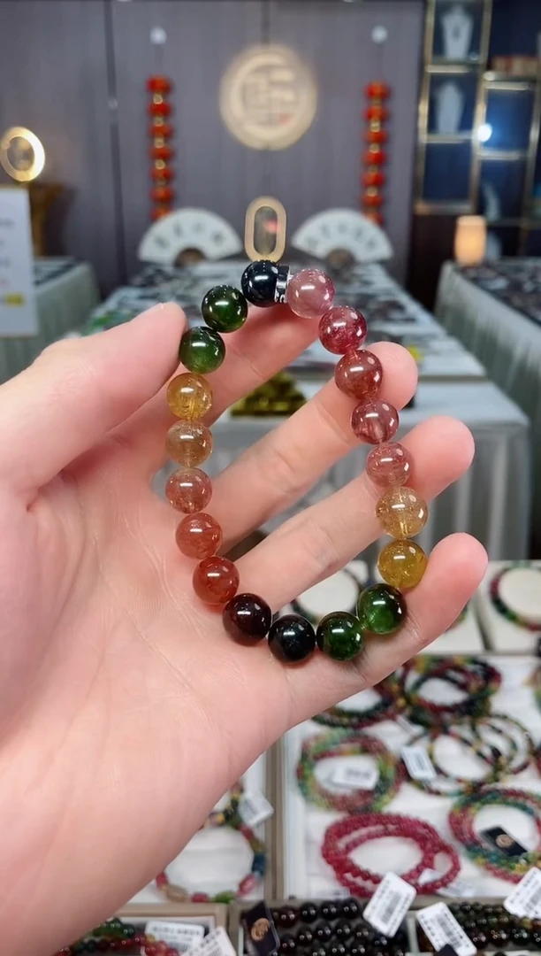 未镶嵌收藏级老矿碧玺单圈手串10mm+碧玺xion多样性发一条