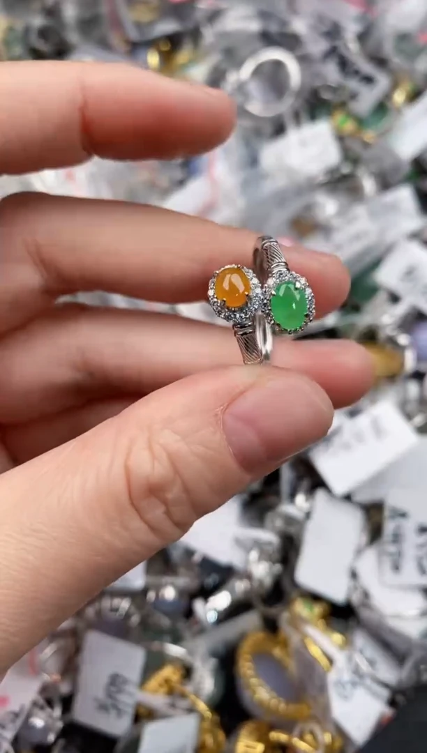 银S925镶嵌戒指翡翠888             5