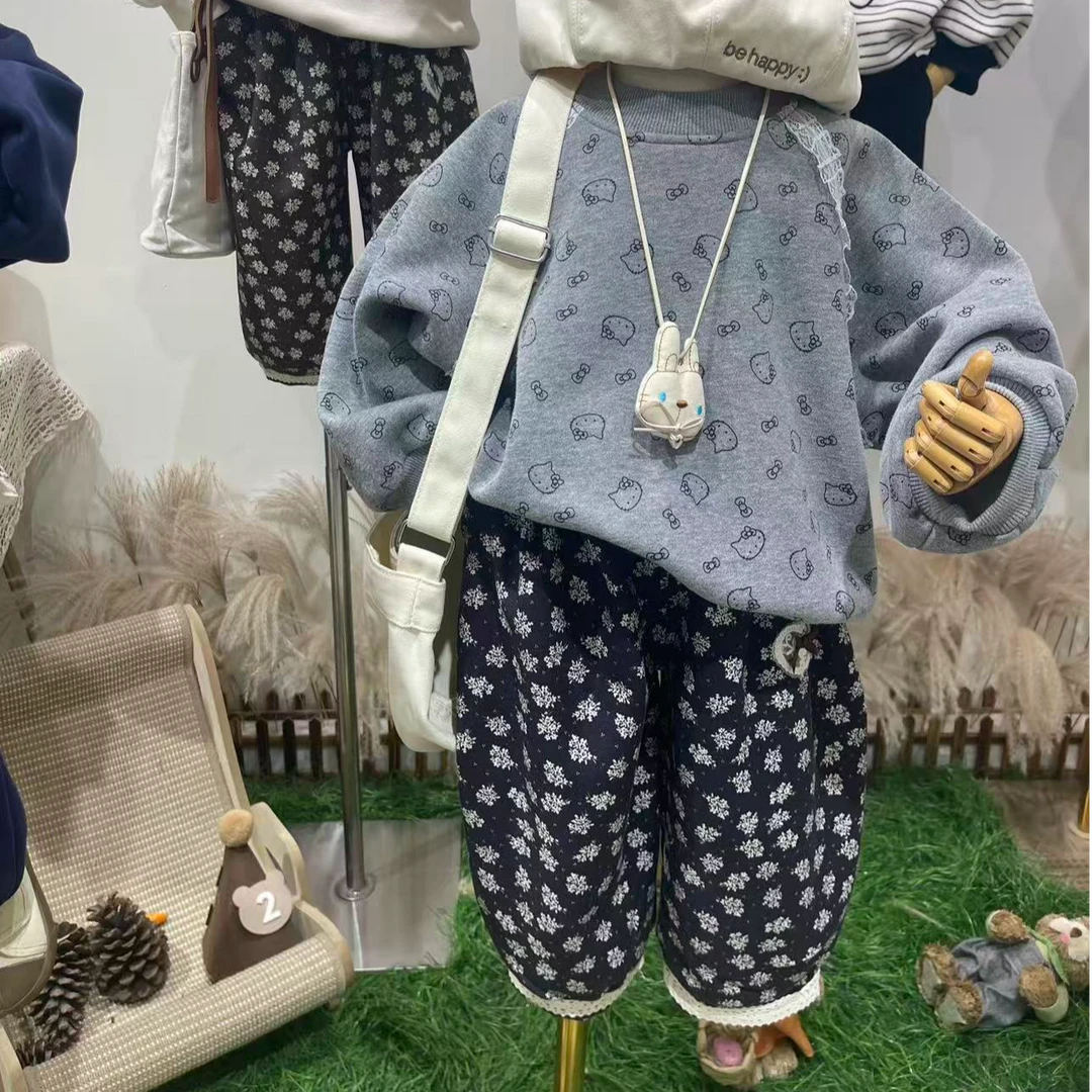 【加绒碎花裤】女童加绒裤-379