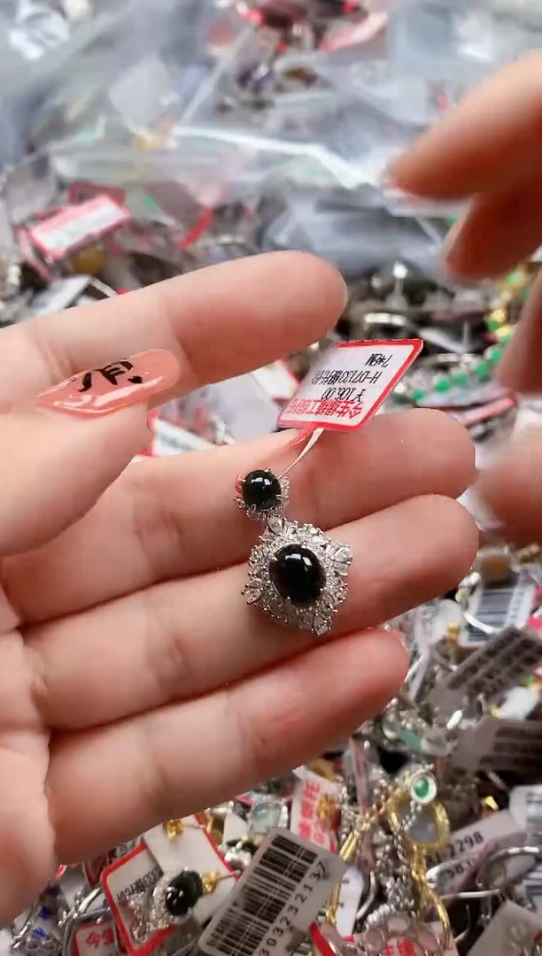 银S925镶嵌戒指翡翠天然A货缅甸翡翠