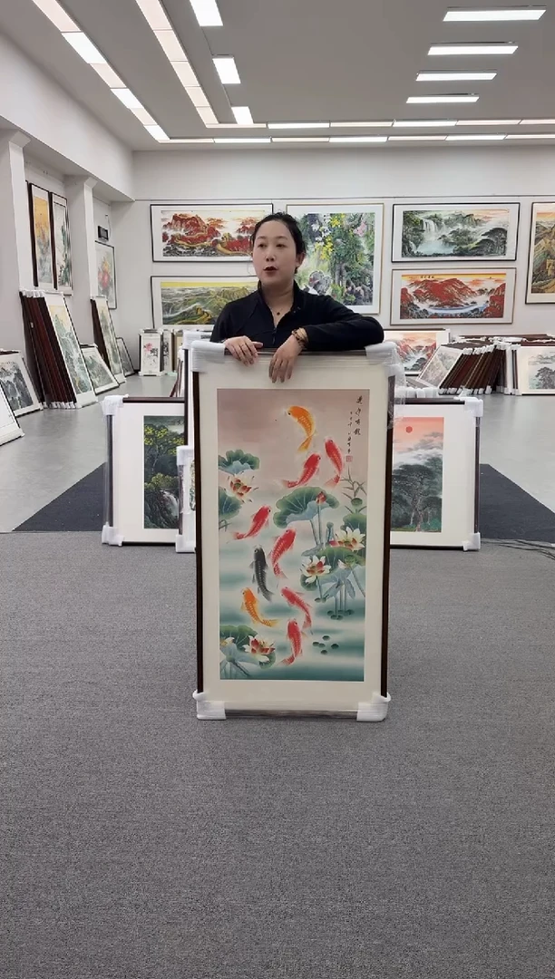 国画手绘 连年有余 125*65