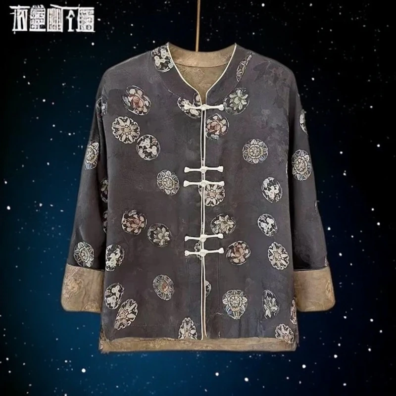 010-6时尚气质新中式宽松复古盘扣上衣