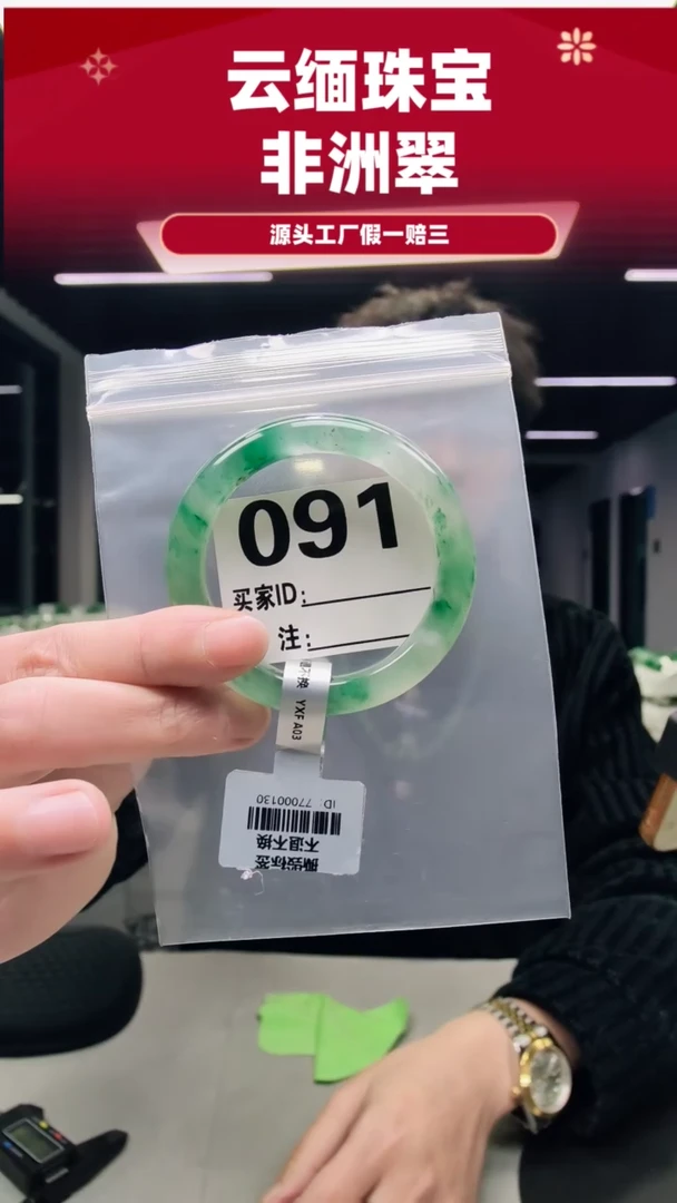 未镶嵌手镯石英质玉（非洲翠）53圈口091