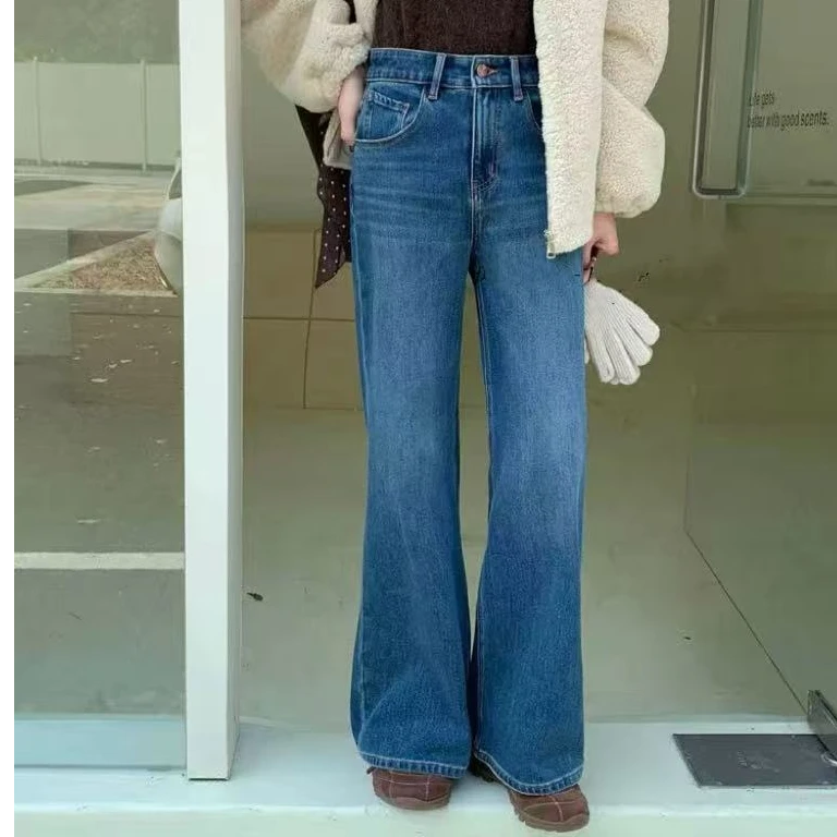 SU【850】代A9  愫孟  冬新款四面弹Q暖绒 蓝色 黑色筒喇裤