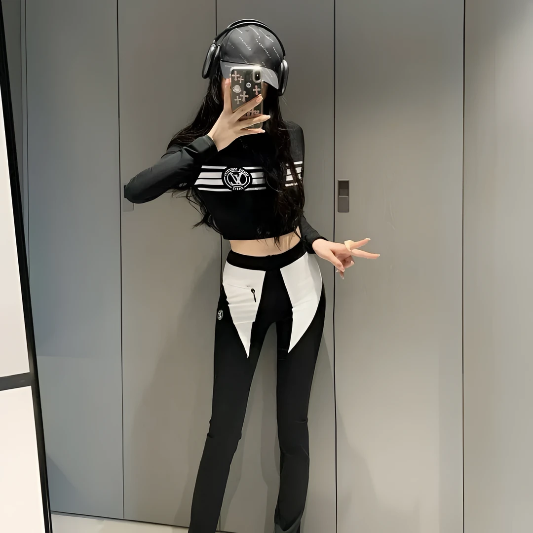 未使用 LouisVuitton/路易威登 2505136/36码/拼色拉链紧身打底裤