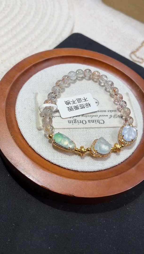 吊坠(不含链)银S925镶嵌翡翠手串