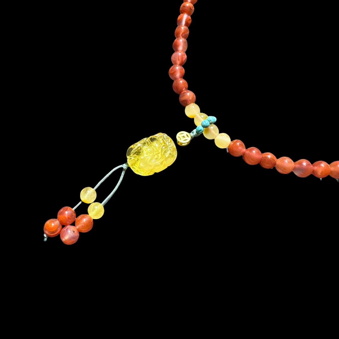 【鴻源社】C419南红毛衣链小蜜蜡貔貅（多样性发一个）