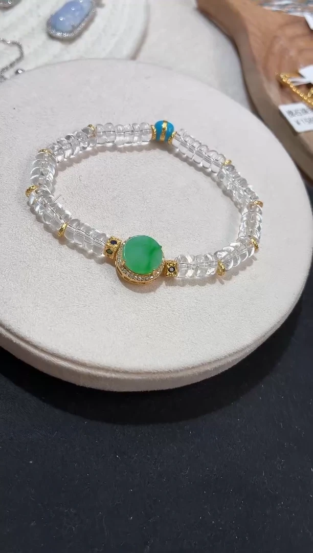 吊坠(不含链)银S925镶嵌翡翠蜡*馆手串