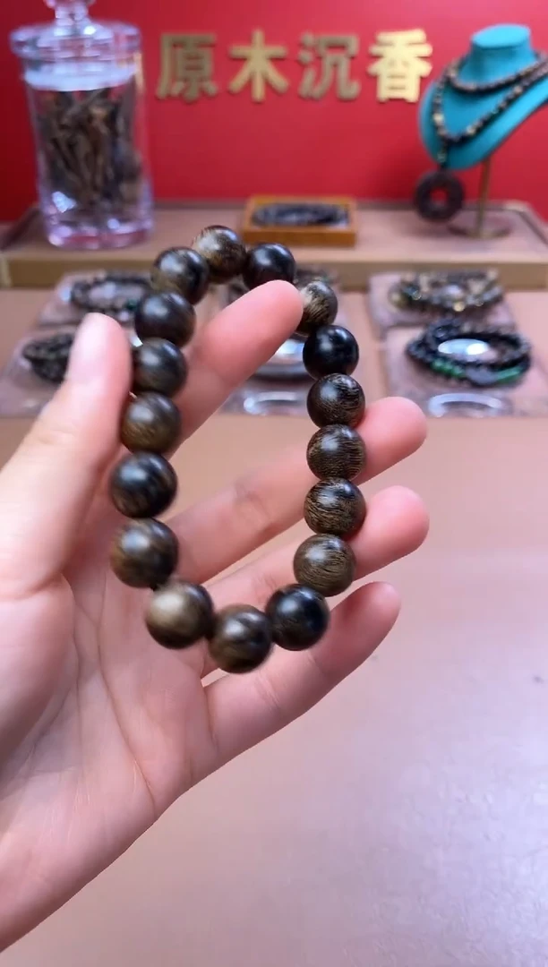 手串沉香P沉水越南芽庄白棋楠瘿子留疤12单圈
