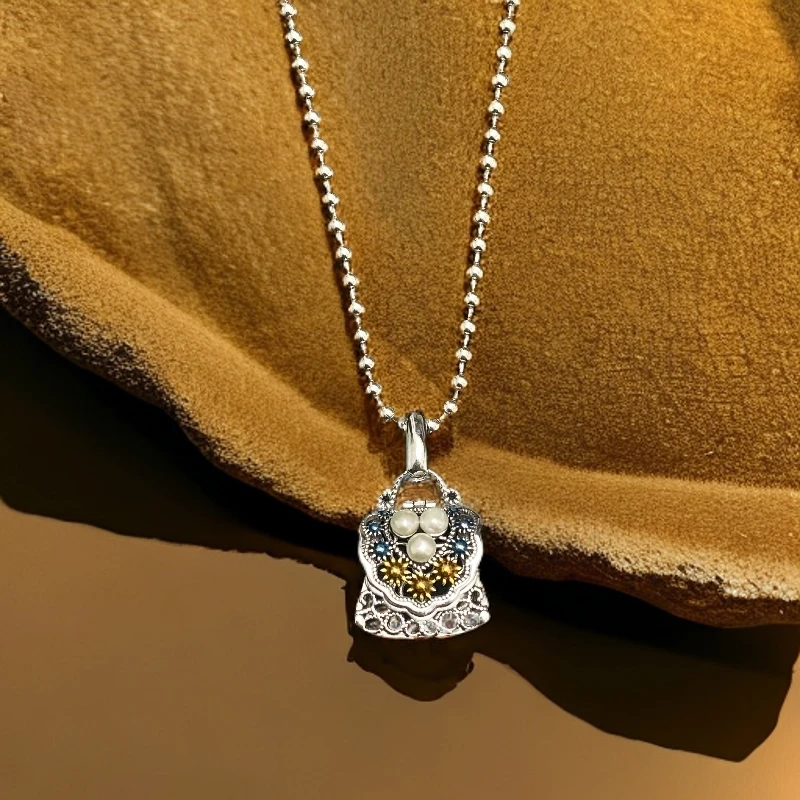 坠链均925银 民族风镶嵌项链 DZ00266