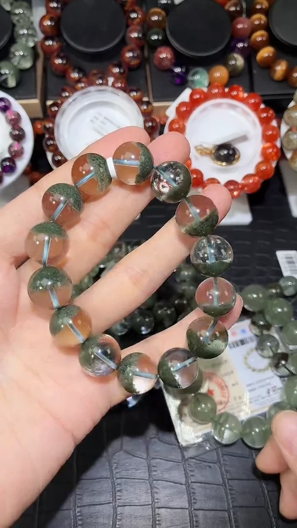 未镶嵌手链水晶正*点绿幽灵单圈手链A15