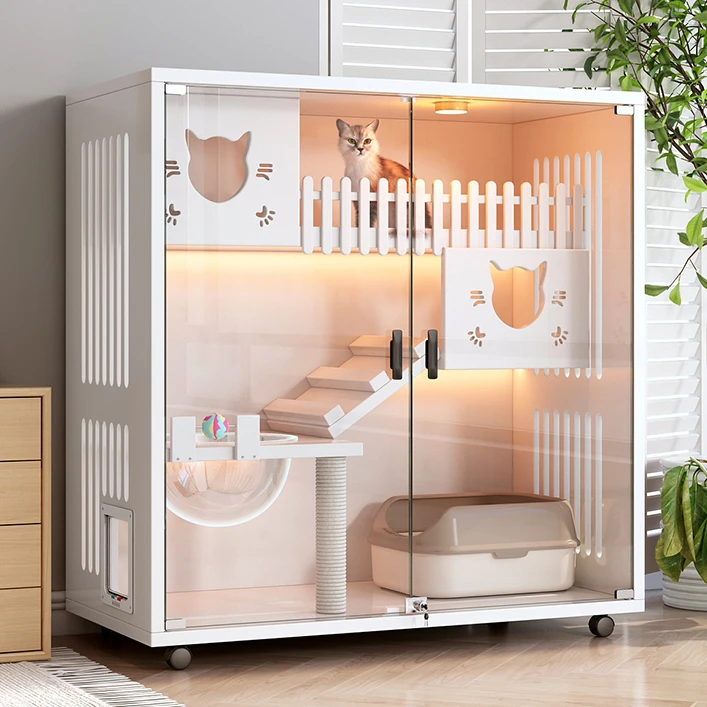 猫别墅猫笼家用室内E0级实木生态板猫屋超大豪华猫舍玻璃猫咪房