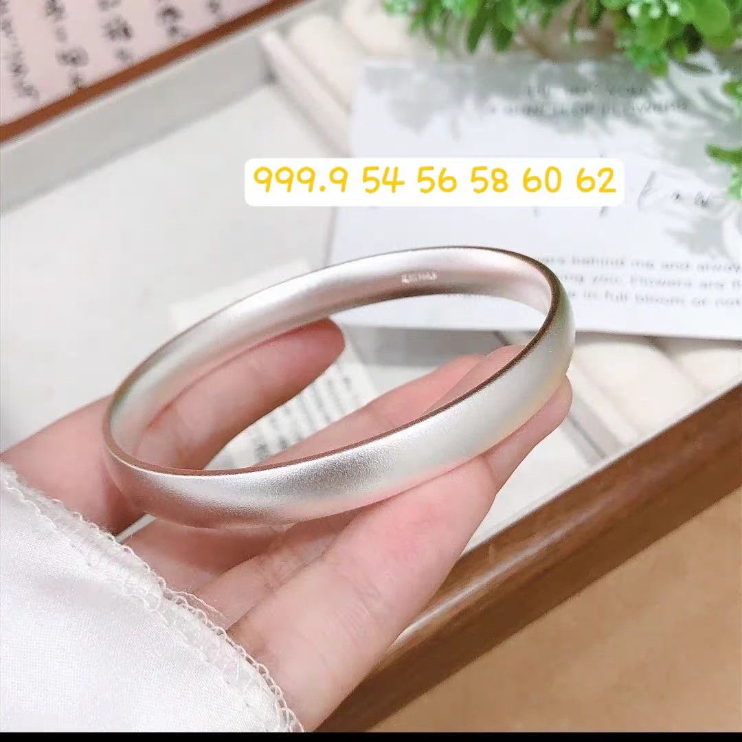 足银手镯 宽版重工泥鳅背银手镯女款9999纯银闭口古法银镯子素圈