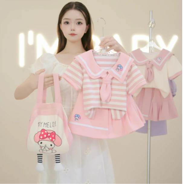 【鲸灵1】高品质A类纯棉女童套装夏款短袖女宝裙子儿童夏季-现货