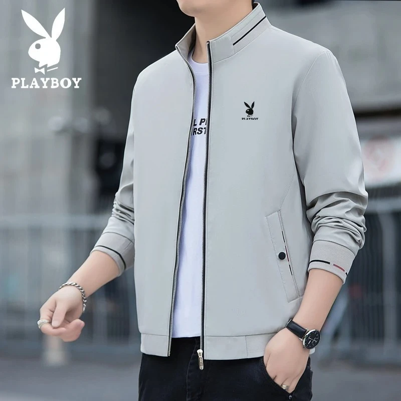花花公子外套男夹克春秋季2025新款加绒休闲中青年男士简约茄克衫