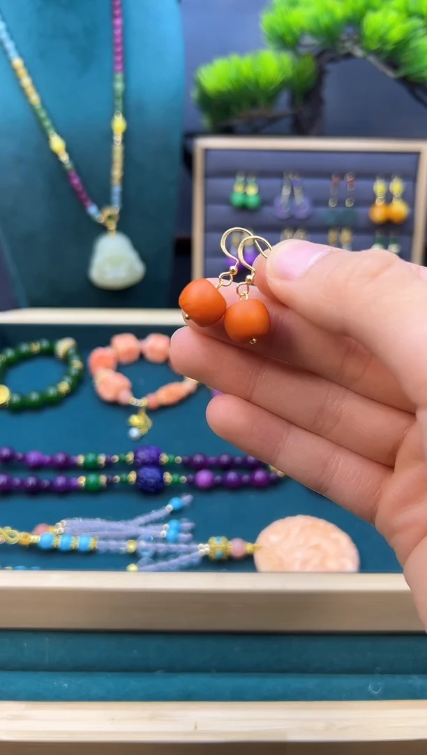 【闪购商品】蜜蜡耳饰14K金镶嵌E67