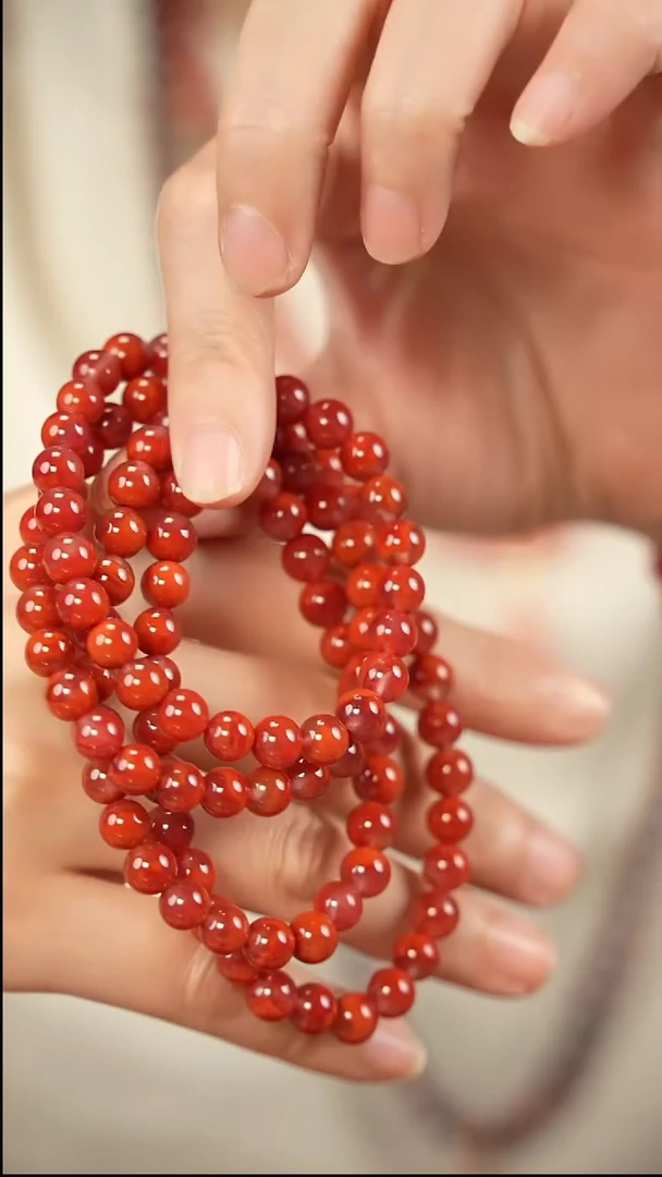 未镶嵌手链南红玛瑙火焰纹多圈55g-1260