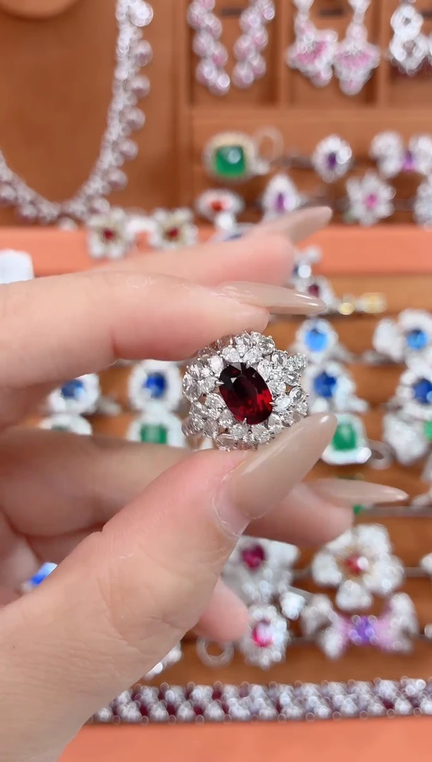 18K金镶嵌戒指+吊坠两用款红宝石A****~-拆单链接-拆单第二笔