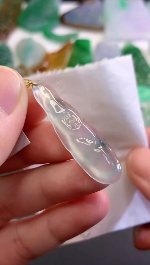 翡翠18K金镶嵌吊坠(不含链)3586