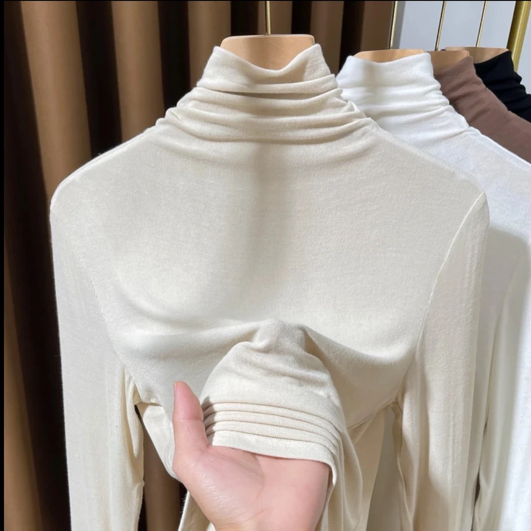 纯色打底衫女内搭针织衫秋冬中领高领上衣