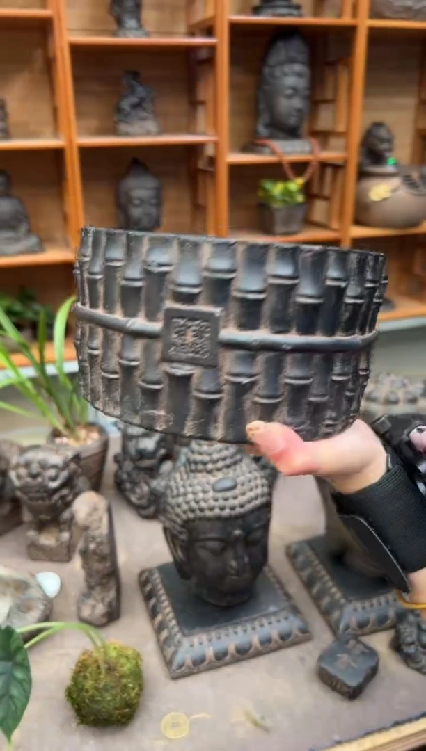 陶土时来运转竹节盆