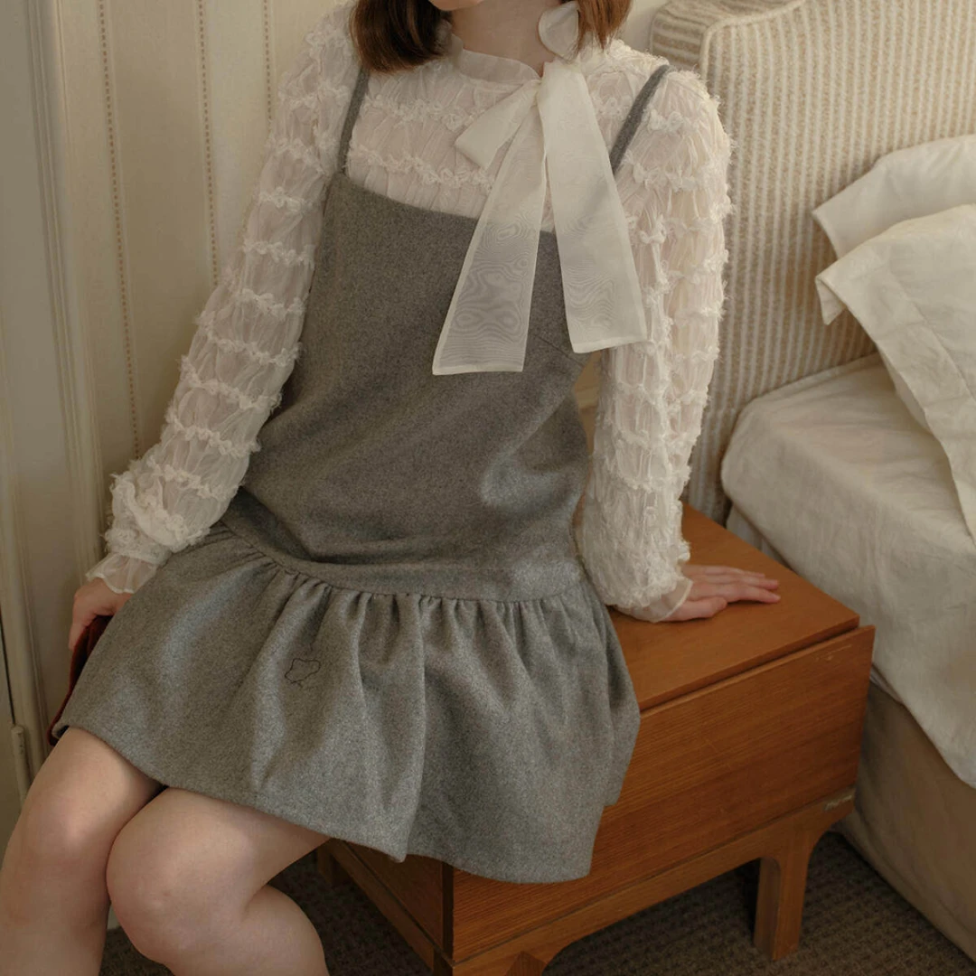 韩系时尚吊带连衣裙质感重工轻肤不扎韩系氛围感小衫套装26633