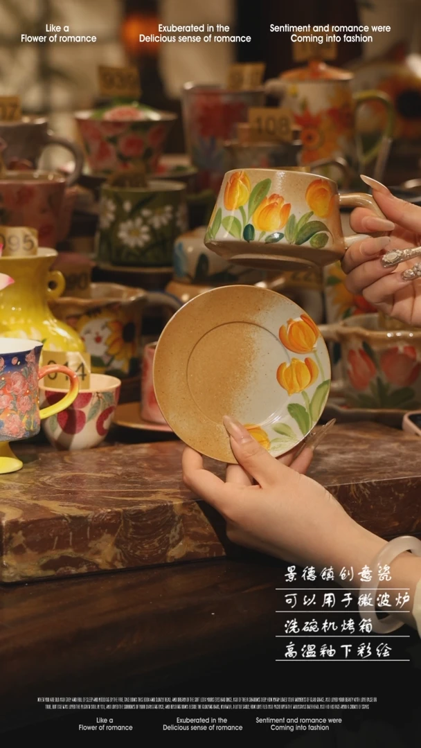 陶瓷100景德镇高温手绘釉下彩设计师款式