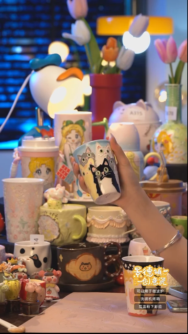 杯A324景德镇手工手绘杯子摆件