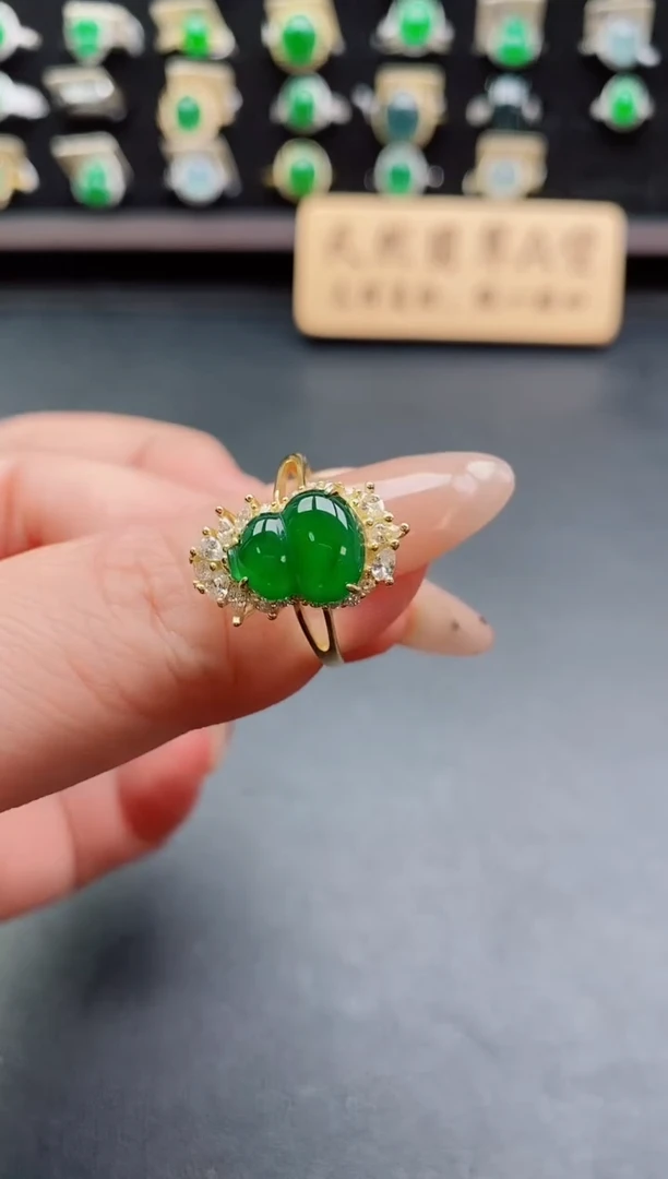 银S925镶嵌戒指翡翠1