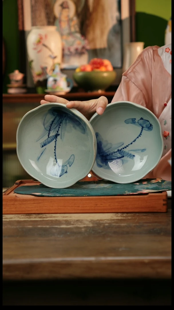 瓷片景德镇纯手工釉下彩精品茶具水杯