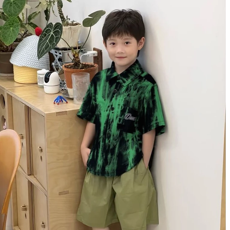 6862高端专享夏款短袖衬衫黑绿（斯）